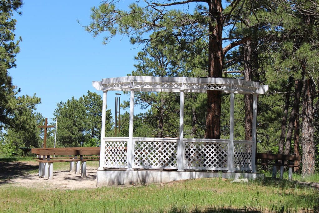 View of the outdoor chapel and gazebo